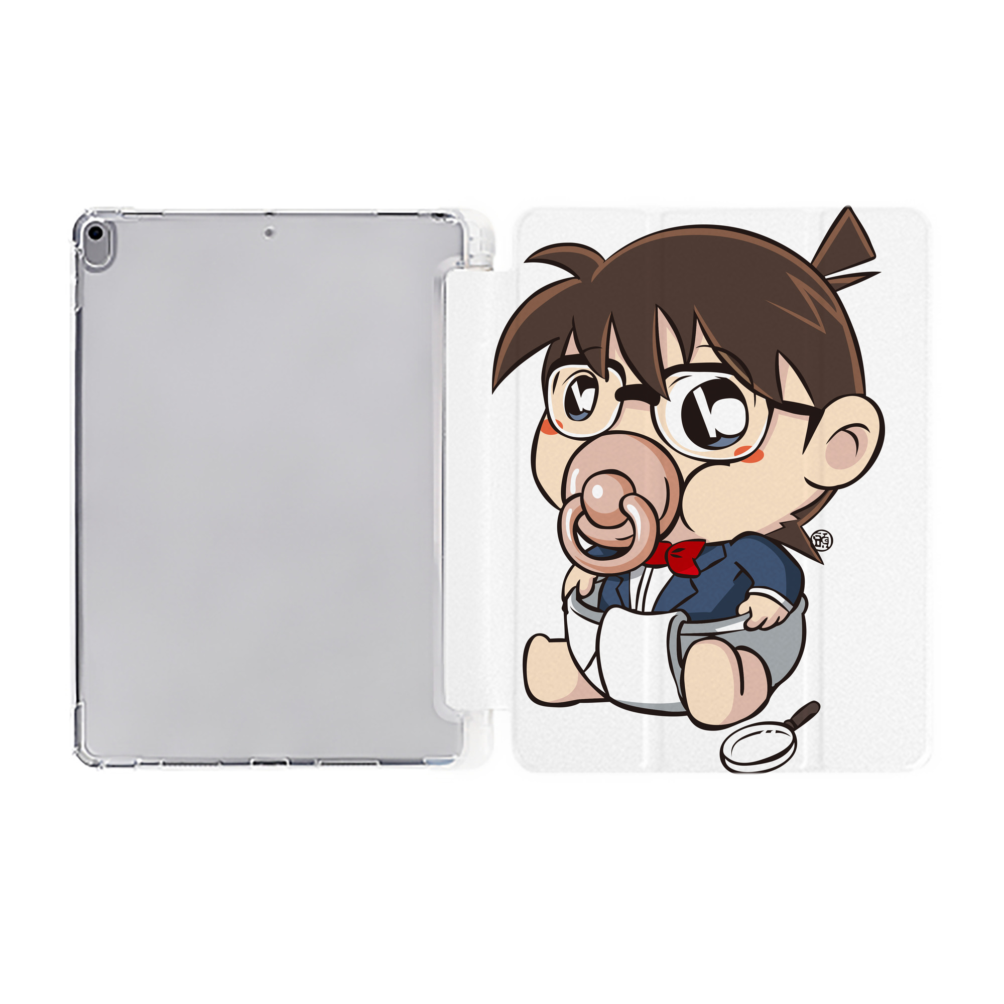 （画像用） 名探偵コナン 江戸川 コナン Detective Conan Conan Edogawa IPad ケース ペン収納付き 三つ折りスタンド PUレザー×シリコン 対応機種9.5/10.5/10.9インチ